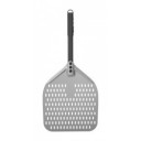 Łopata do pizzy z perforacją i krótką rączką, kwadratowa z twardego anodowanego aluminium, 300x660mm